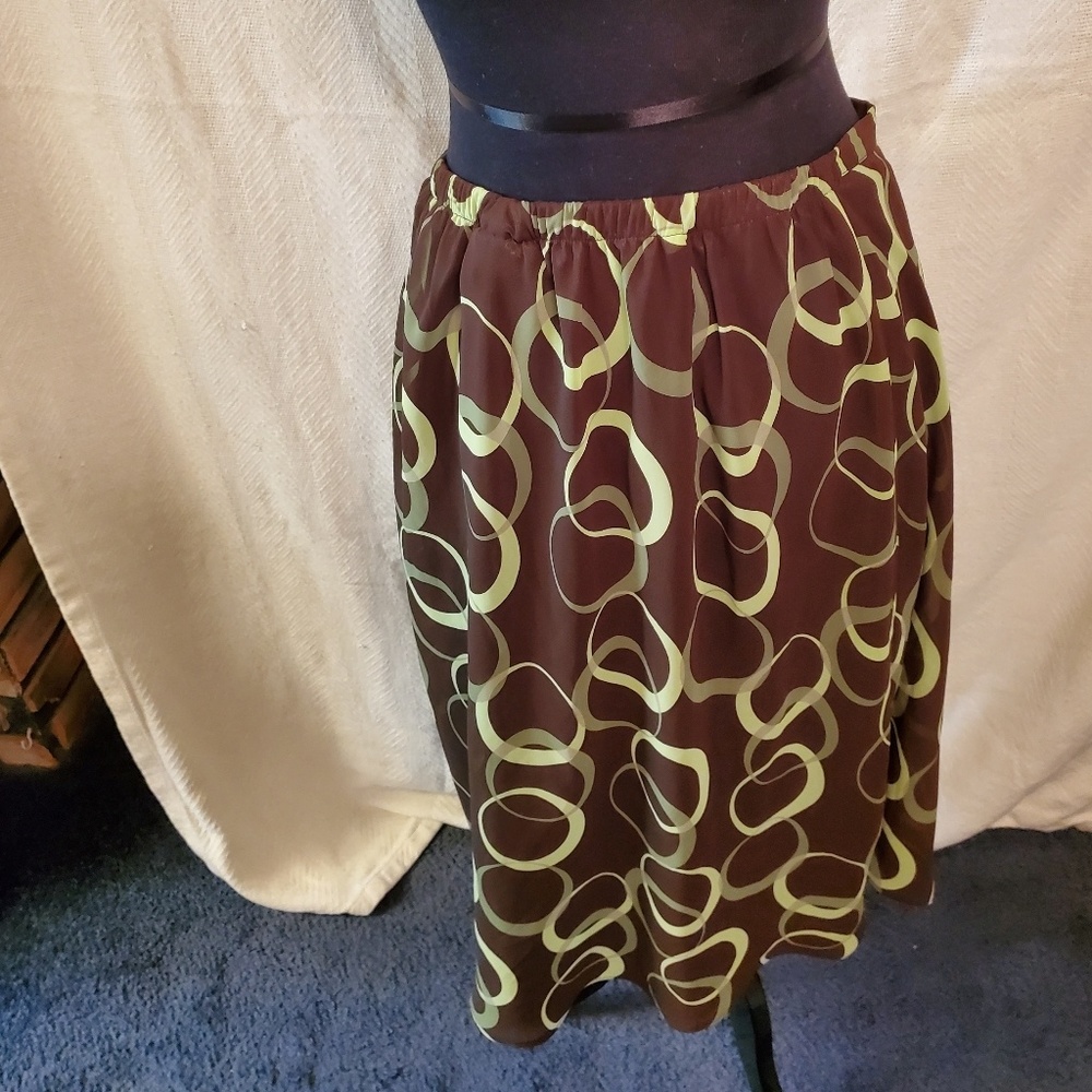 Lane Bryant Brown Green Chain Pattern Skirt 14/16